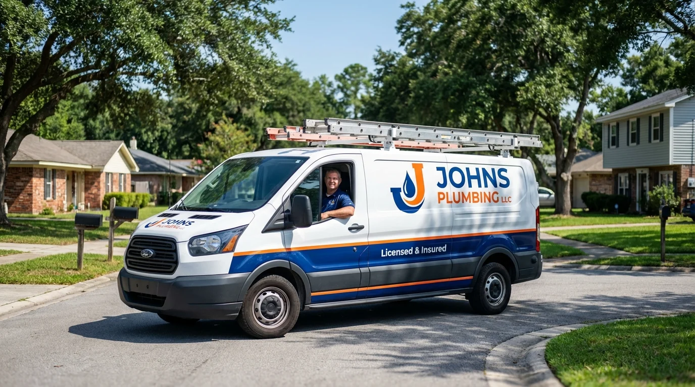 Johns Plumbing LLC service van in Lugoff, SC