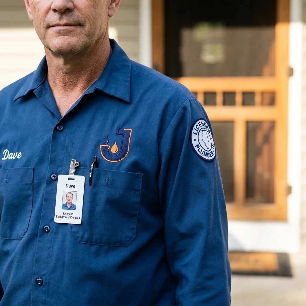 Licensed plumber showing ID badge in Lugoff, SC