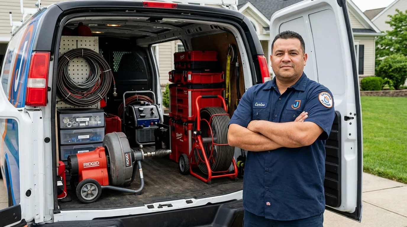 Professional drain cleaning equipment and Johns Plumbing LLC plumber in Lugoff